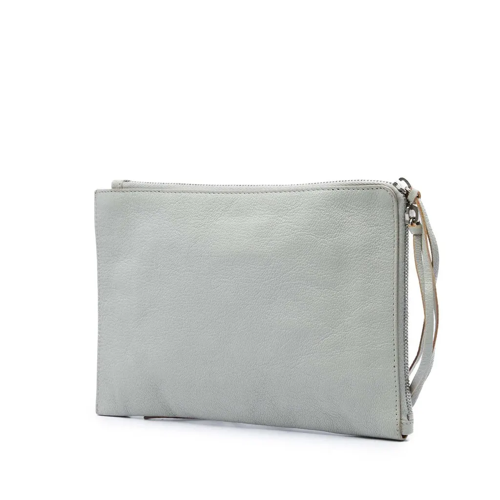 Balenciaga Goatskin Motocross Classic Metallic Edge Clutch Grey Leather Very good - Back View