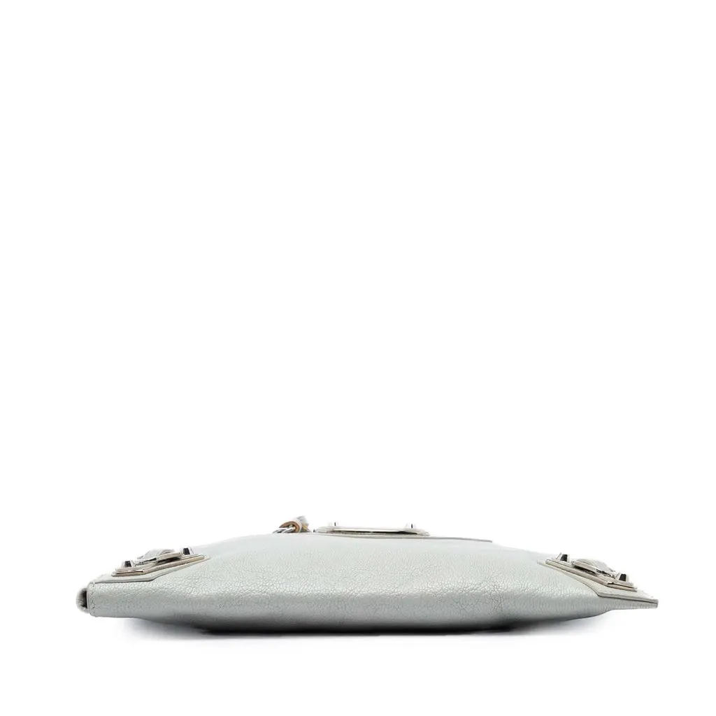Balenciaga Goatskin Motocross Classic Metallic Edge Clutch Grey Leather Very good - Inside View