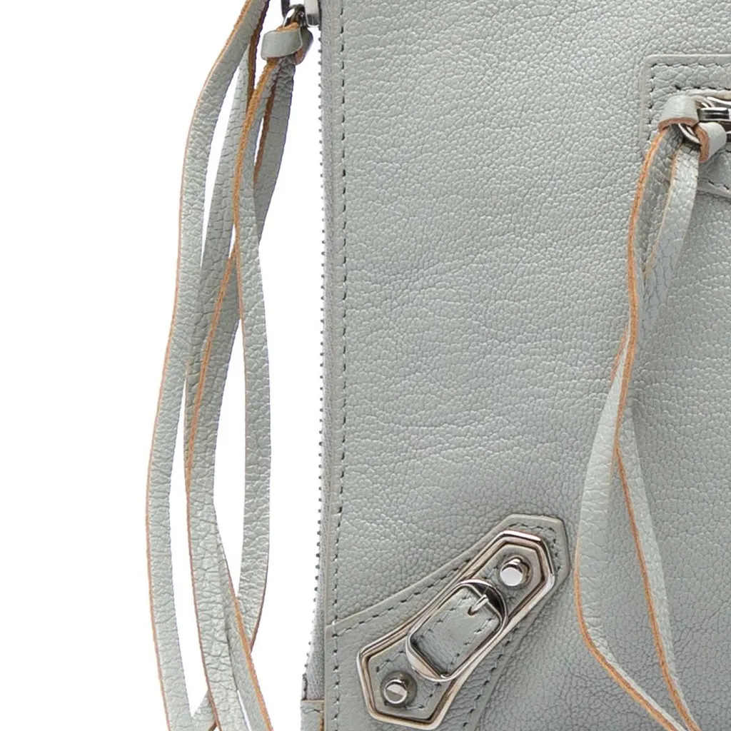 Balenciaga Goatskin Motocross Classic Metallic Edge Clutch Grey Leather Very good - Box View