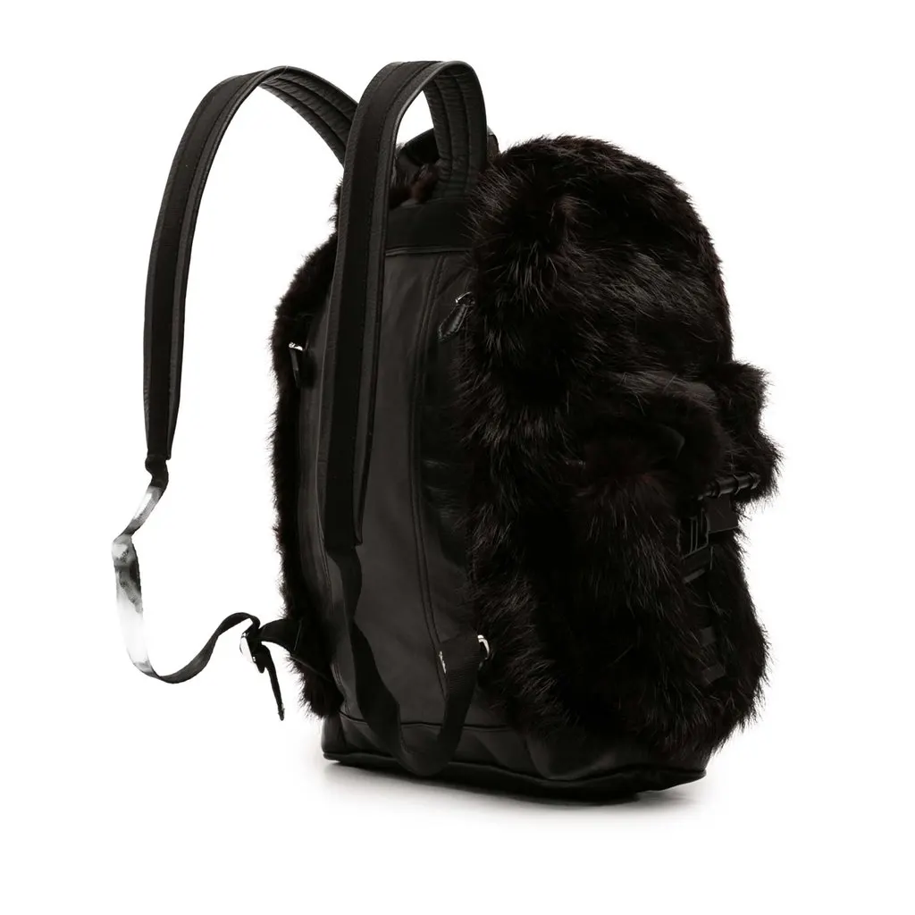 Givenchy Leather and Fur Obsedia Backpack Black Very good - Back View