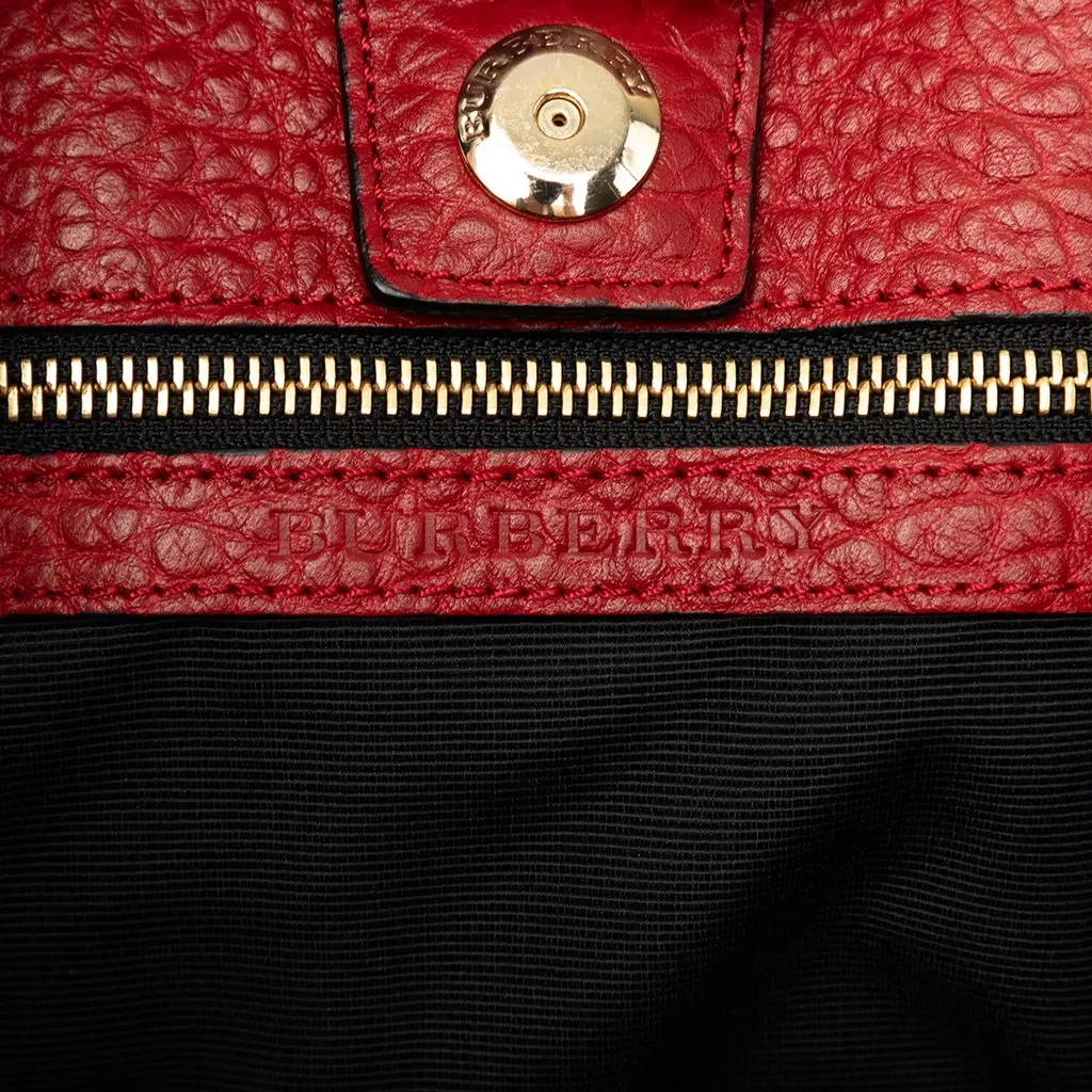 Burberry Grained Calfskin Heritage Woodbury Tote Red Leather Very good - Box View