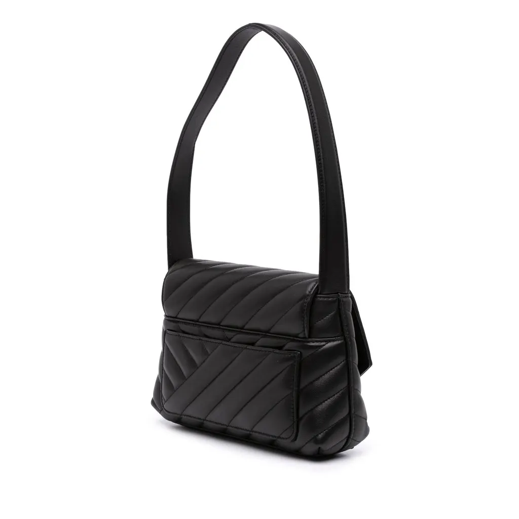Dolce & Gabbana Small Quilted Lambskin Lop Shoulder Bag Black Leather Very good - Back View