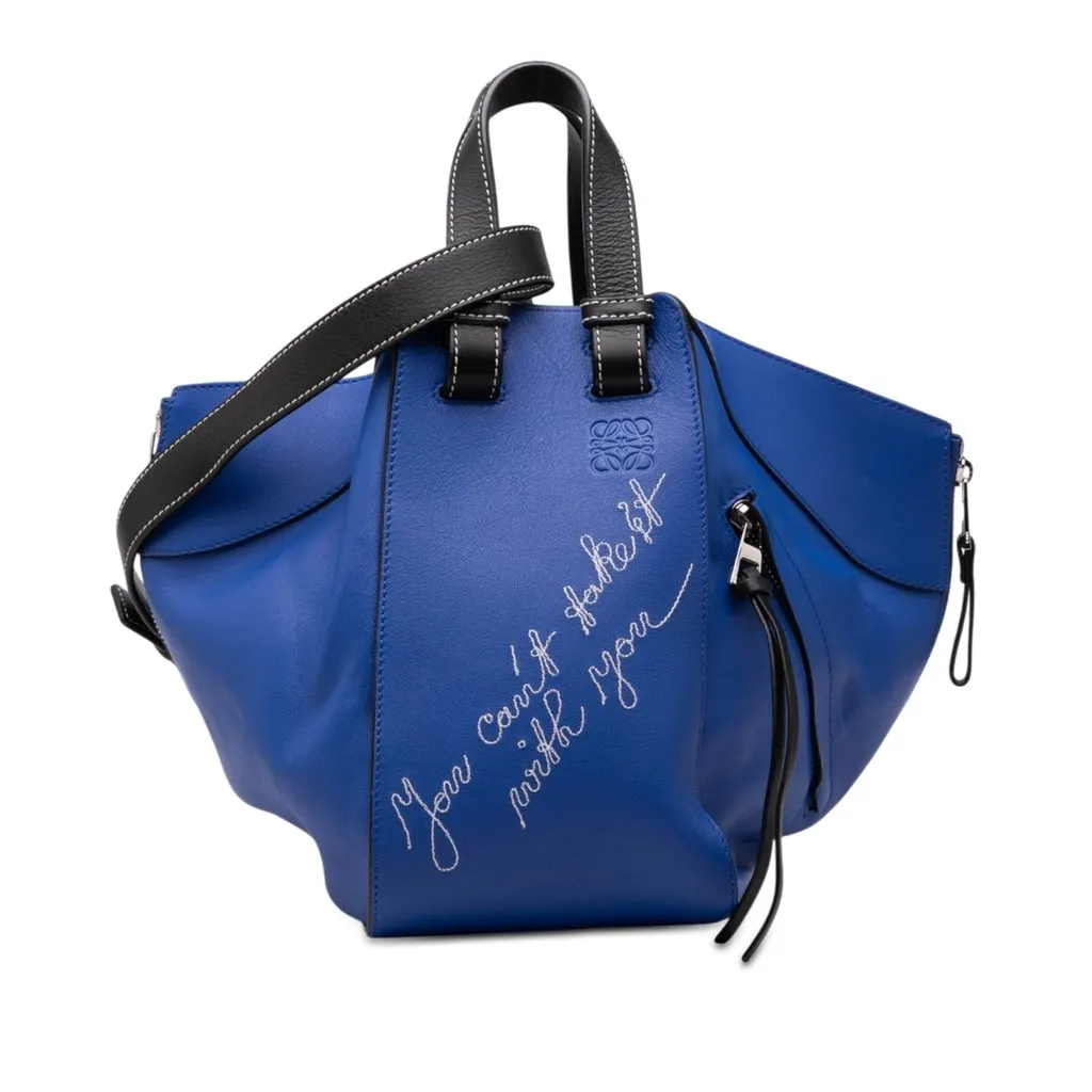 Loewe Small Bicolor Calfskin Can't Take It Hammock Bag Blue Leather Very good - Front View