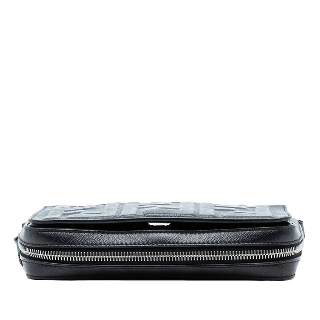 Fendi Mini Zucca Embossed Nappa Expandable Flap Crossbody Black Leather Very good - Inside View