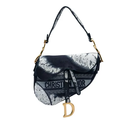 Dior Canvas Embroidered Tie Dye Saddle Bag