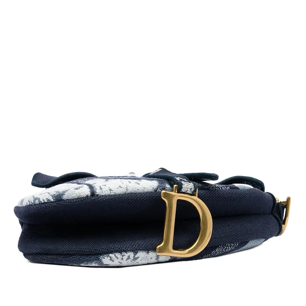 Dior Canvas Embroidered Tie Dye Saddle Bag Blue Canvas Very good - Inside View