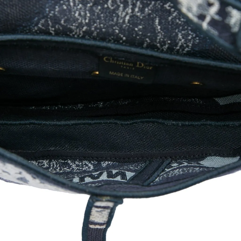 Dior Canvas Embroidered Tie Dye Saddle Bag Blue Canvas Very good - Model View