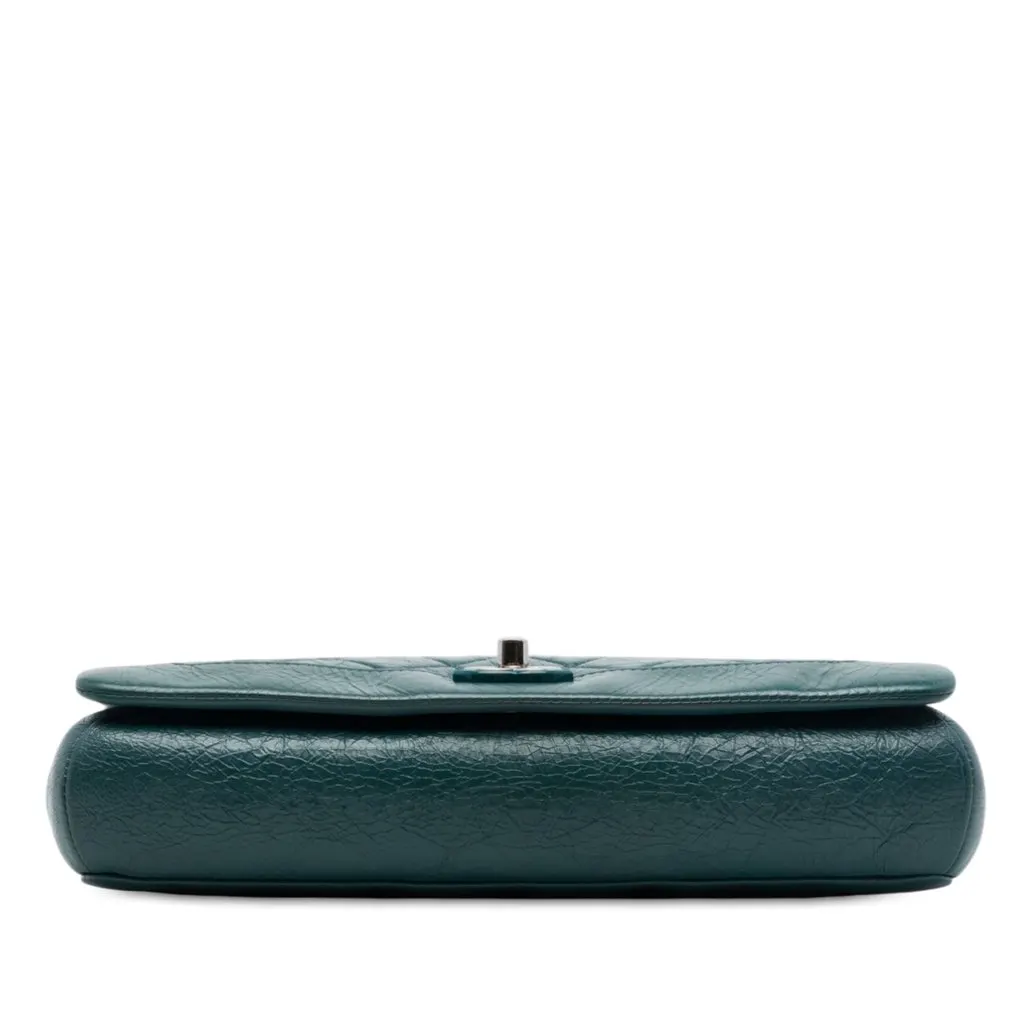 Chanel Medium Quilted Crumpled Calfskin Bi Vintage Full Flap Green Leather Very good - Inside View