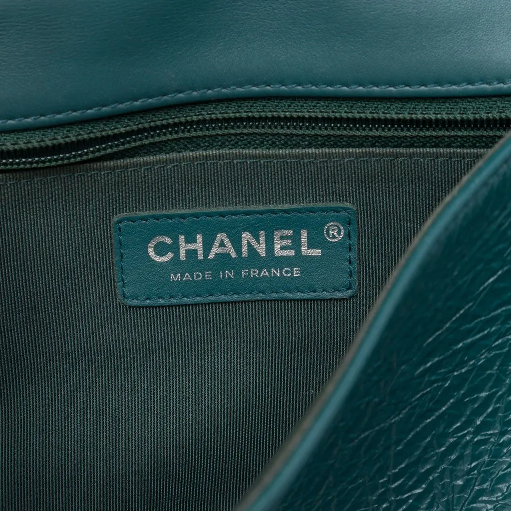 Chanel Medium Quilted Crumpled Calfskin Bi Vintage Full Flap Green Leather Very good - Box View