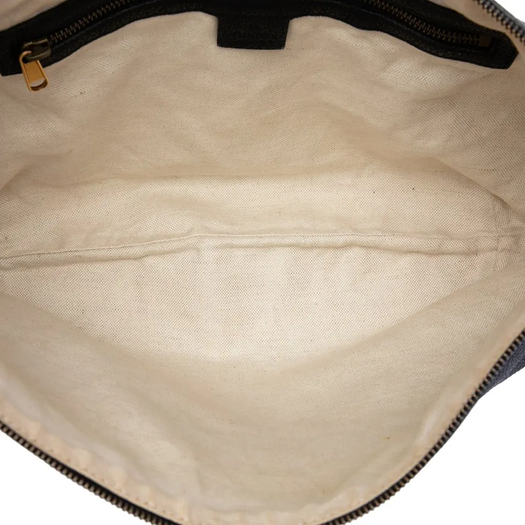 Gucci Grained Calfskin Logo Half Moon Crossbody Black Leather Good - Model View