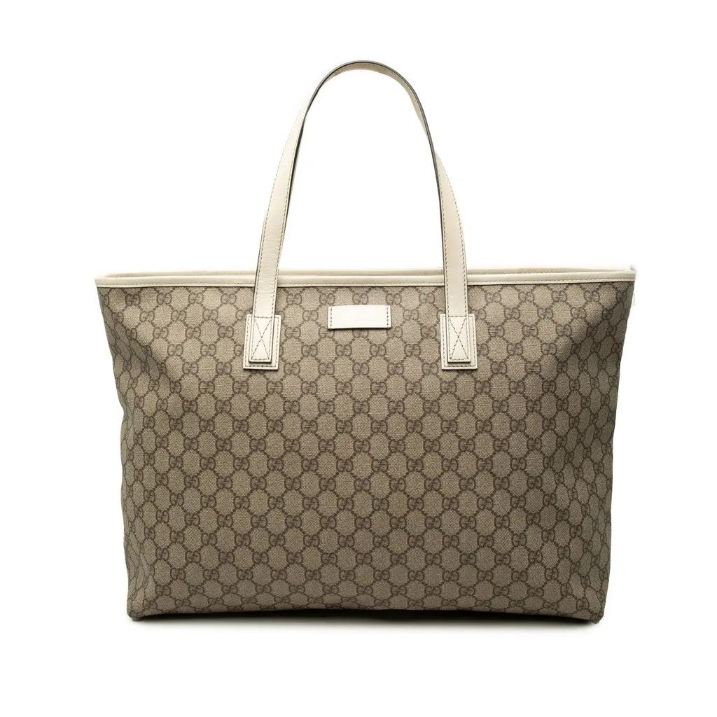 Gucci Large GG Supreme Tote Beige Canvas Good - Front View