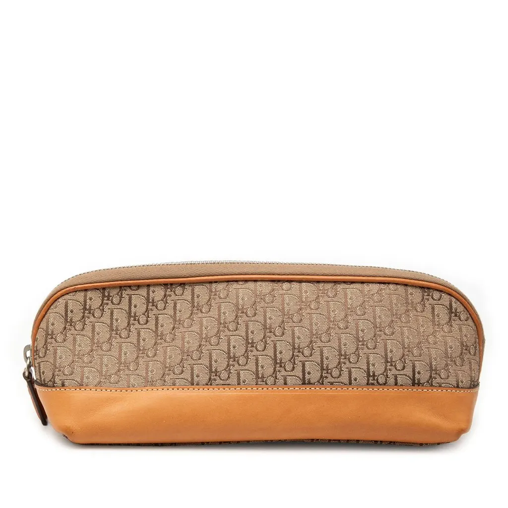 Dior Diorissimo Trotter Canvas Pouch Brown Canvas Good - Front View