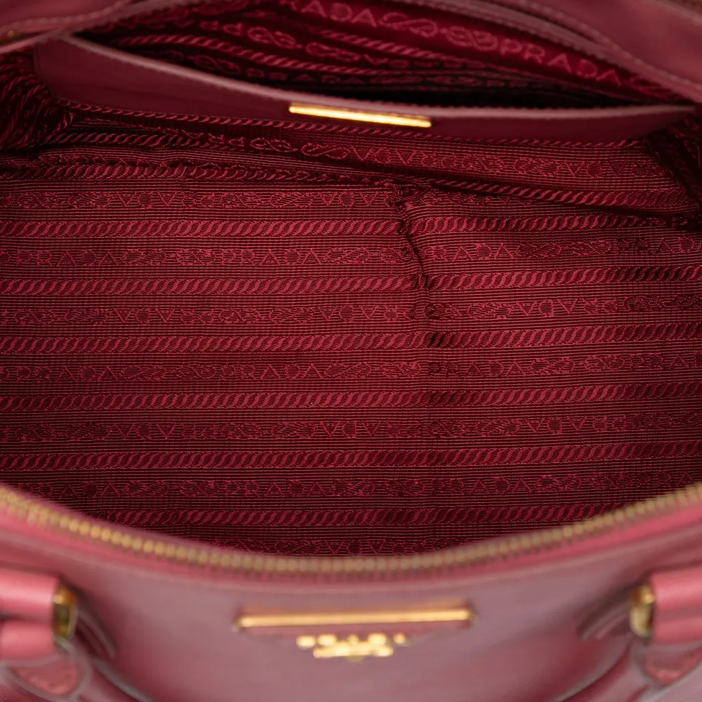 Prada Medium Saffiano Lux Galleria Double Zip Satchel Pink Leather Very good - Model View