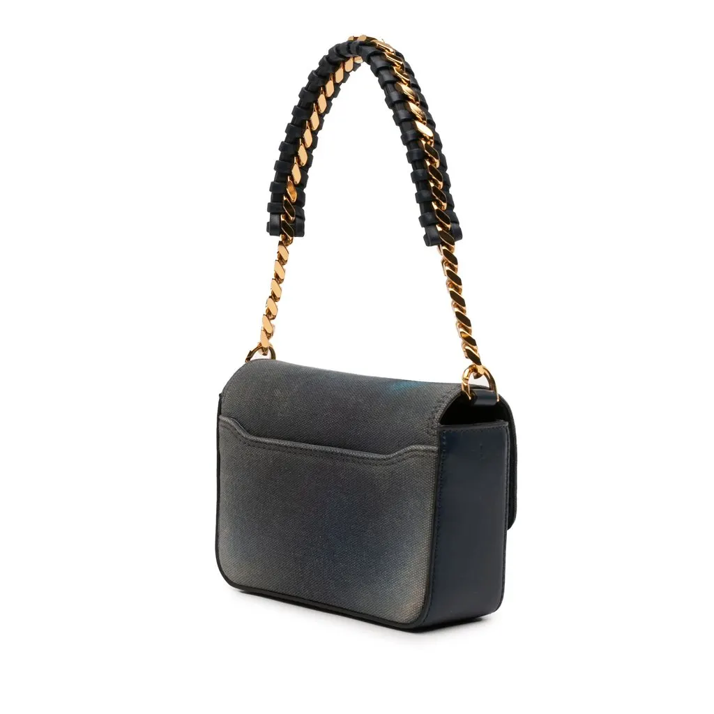 Givenchy Chito Small 4G Graffiti Effect Canvas and Leather Satchel Blue Very good - Back View