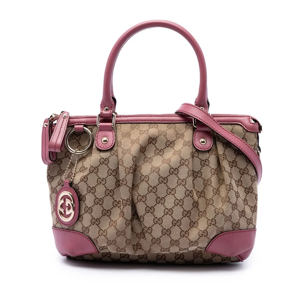 Gucci GG Canvas Sukey Satchel Beige Canvas Very good - Front View