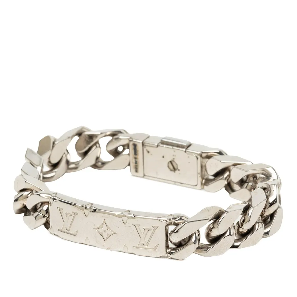Louis Vuitton Brass Monogram Chain Link Bracelet Silver Brass Very good - Back View