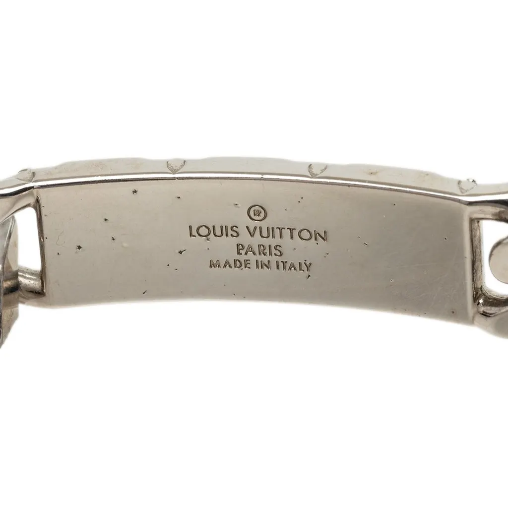 Louis Vuitton Brass Monogram Chain Link Bracelet Silver Brass Very good - Model View