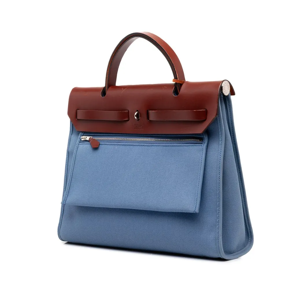 Hermès Toile Herbag Zip 31 Blue Canvas Very good - Back View