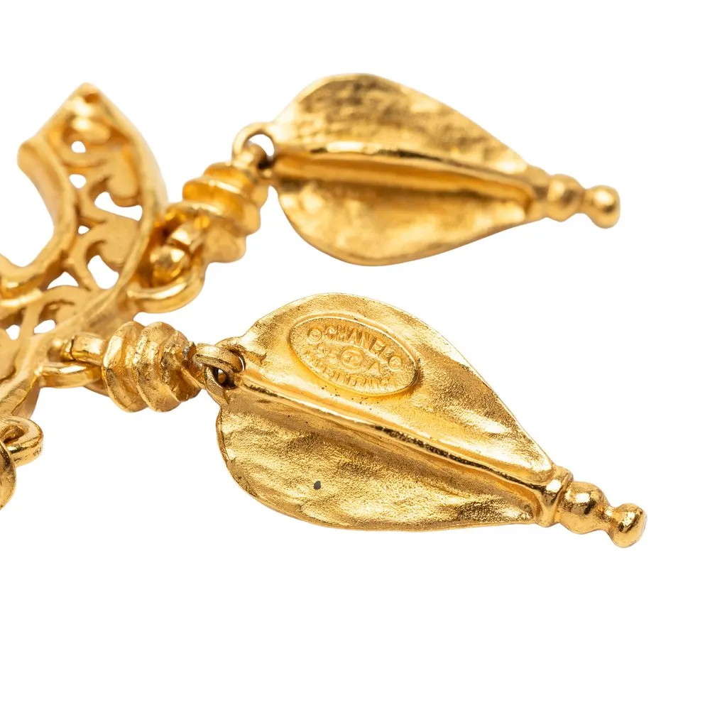 Chanel CC Gold Plated Filigree Fringe Drop Brooch Gold Metal Very good - Inside View