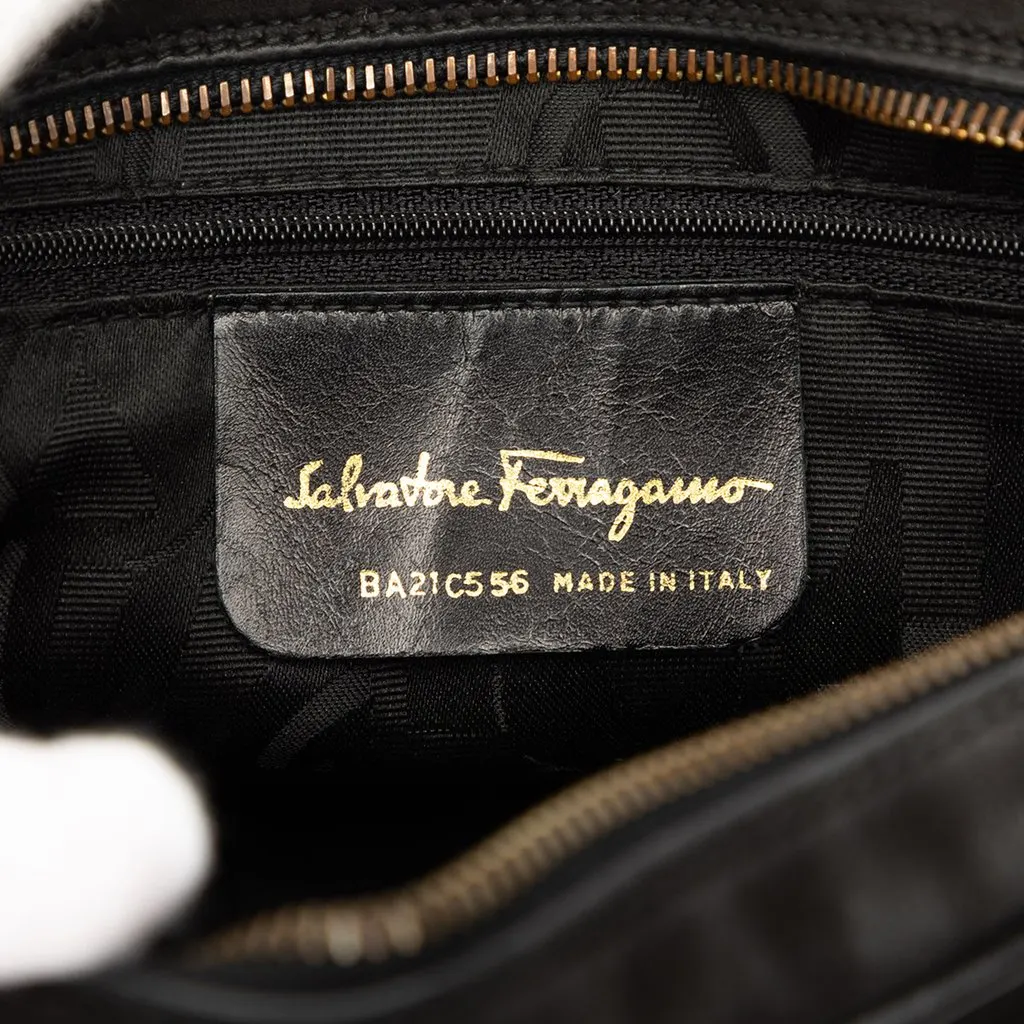 Salvatore Ferragamo Studded Suede Vara Crossbody Black Suede Very good - Box View