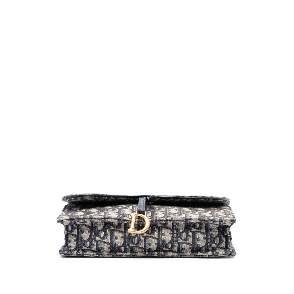 Dior Oblique Canvas Saddle Pouch Wallet on Chain Blue Very good - Inside View