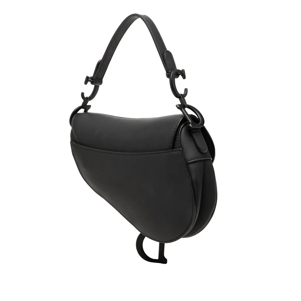 Dior Mini Ultra Matte Calfskin Saddle Bag Black Leather Very good - Back View