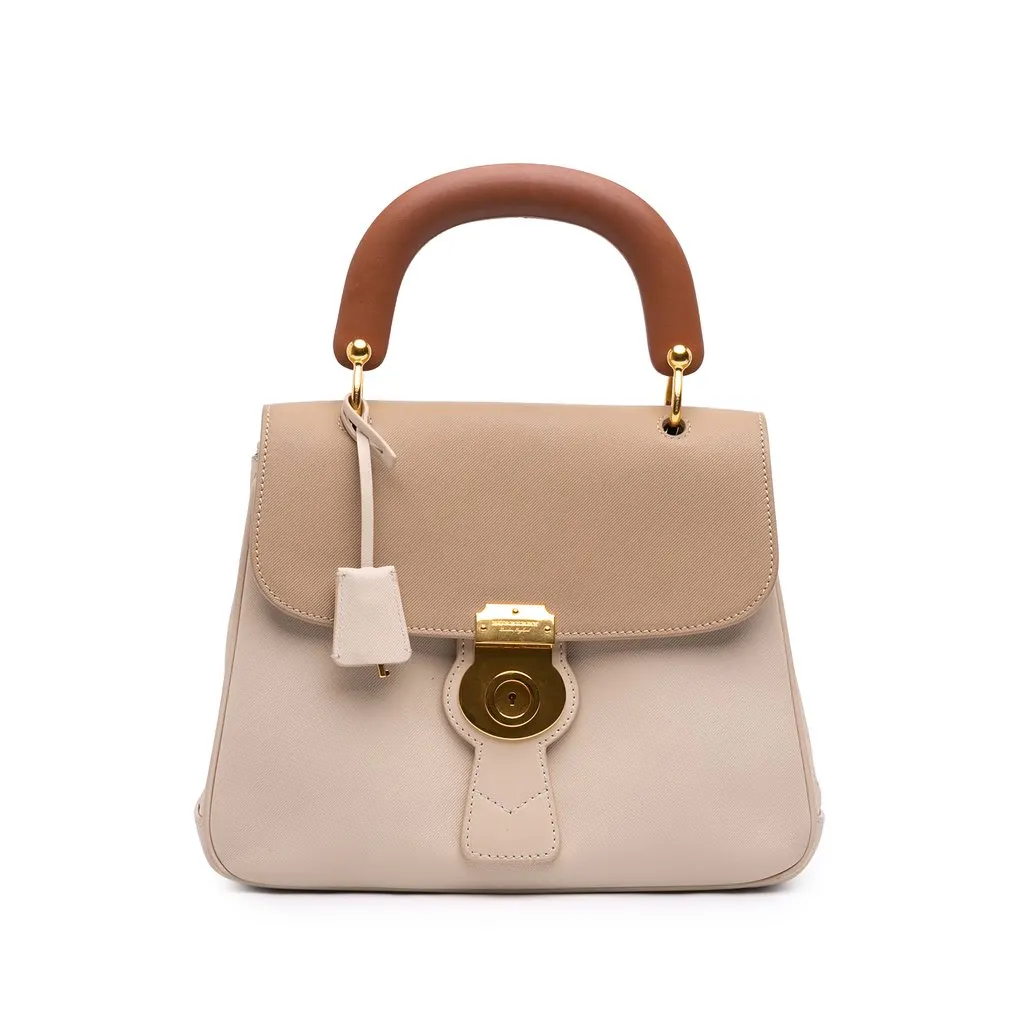 Burberry Medium Tricolor Trench Calfskin DK88 Top Handle Bag Brown Leather Very good - Front View