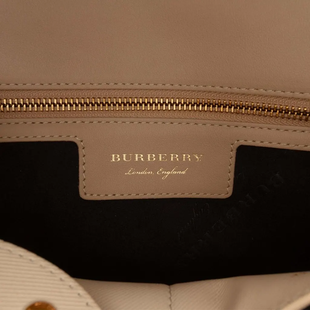 Burberry Medium Tricolor Trench Calfskin DK88 Top Handle Bag Brown Leather Very good - Box View