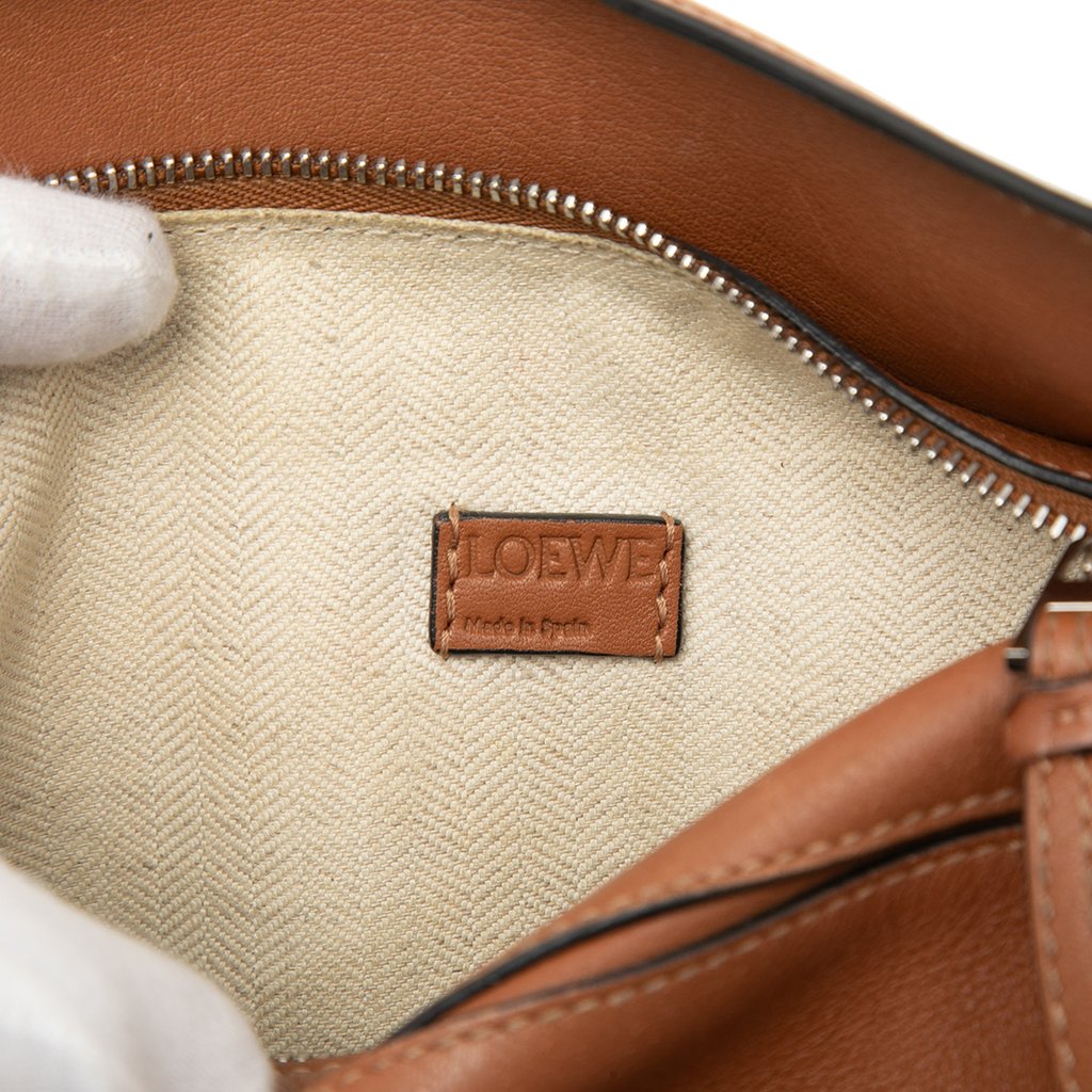 LOEWE Mini Calfskin Puzzle Satchel Brown Mini Leather