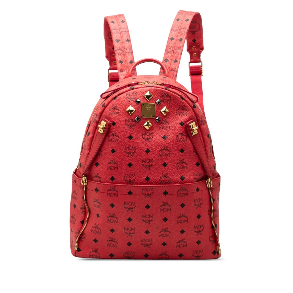 NEW MCM RED XLARGE  PACKPACK BAG WITH POCKET Meas: 17\