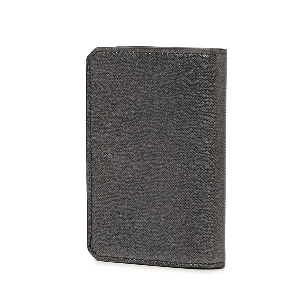 Prada Saffiano Bifold Card Holder Black Leather Good - Back View