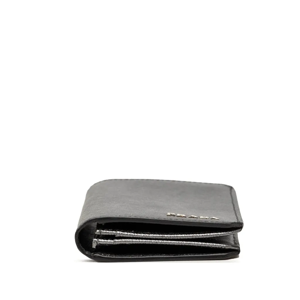 Prada Saffiano Bifold Card Holder Black Leather Good - Inside View