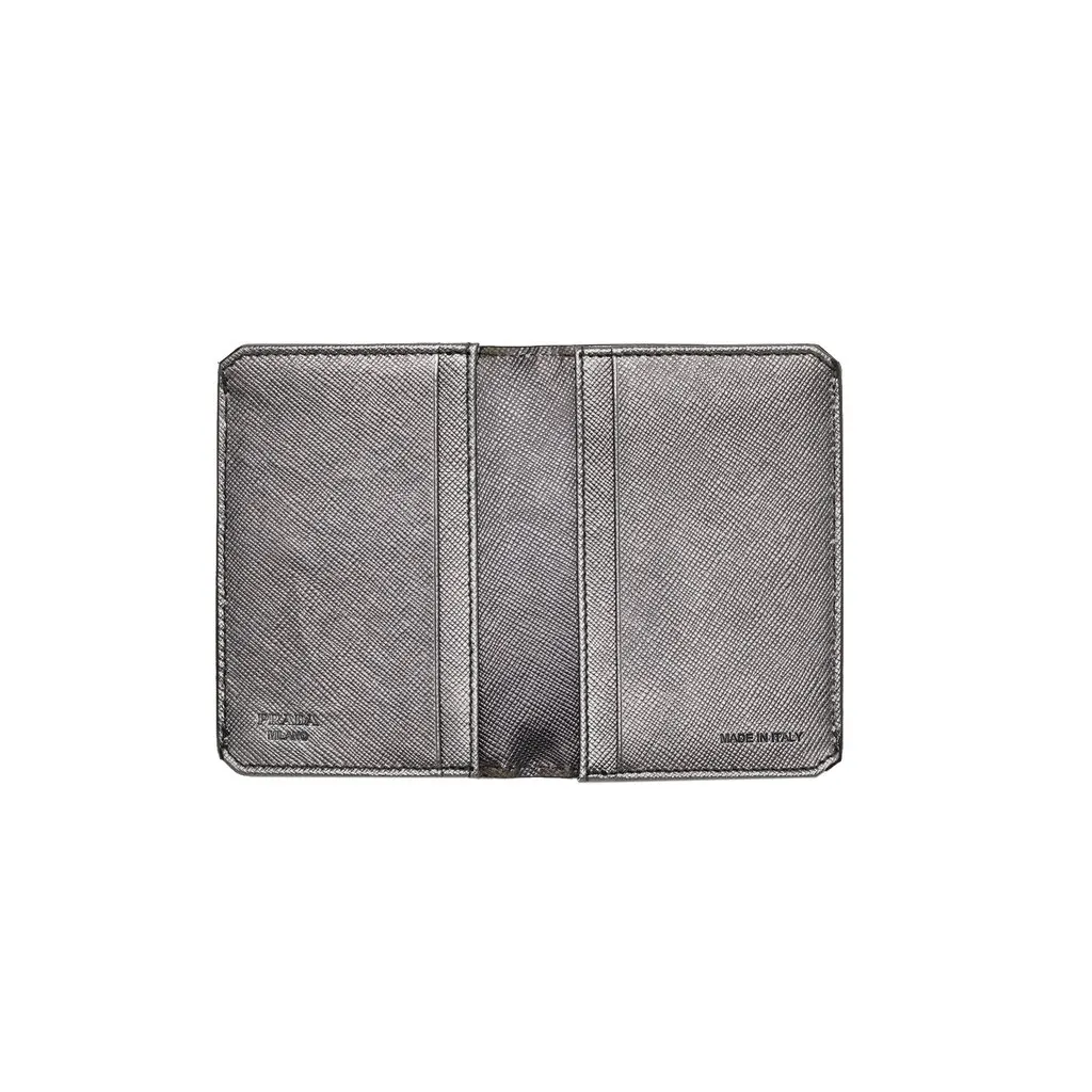 Prada Saffiano Bifold Card Holder Black Leather Good - Model View