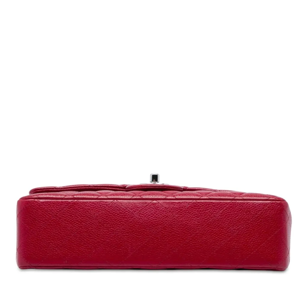 Chanel Medium Classic Caviar Double Flap Red Leather Good - Inside View