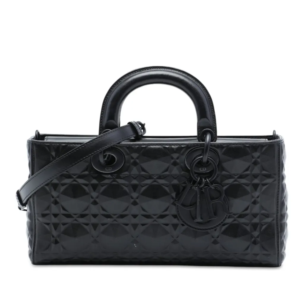 Dior Medium Calfskin Cannage Diamond Lady D Joy Black Leather Very good - Front View