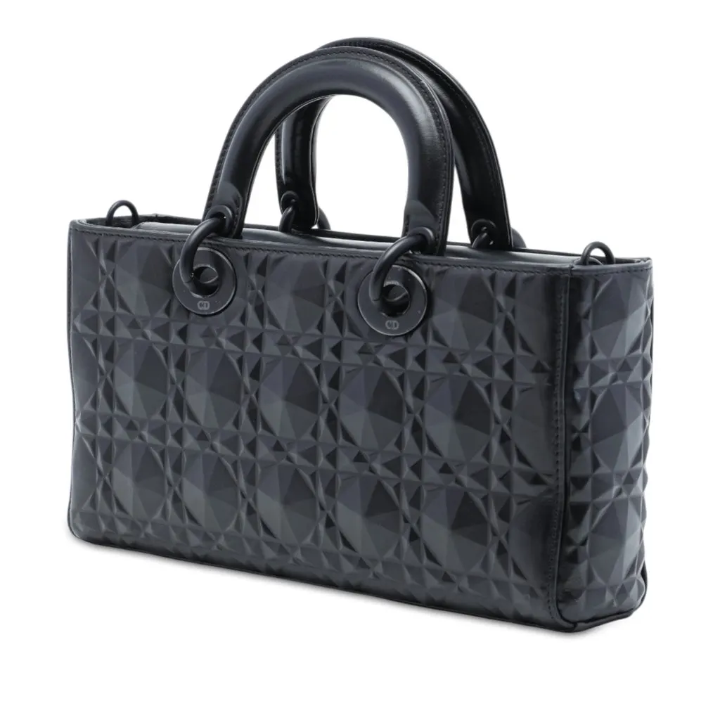 Dior Medium Calfskin Cannage Diamond Lady D Joy Black Leather Very good - Back View