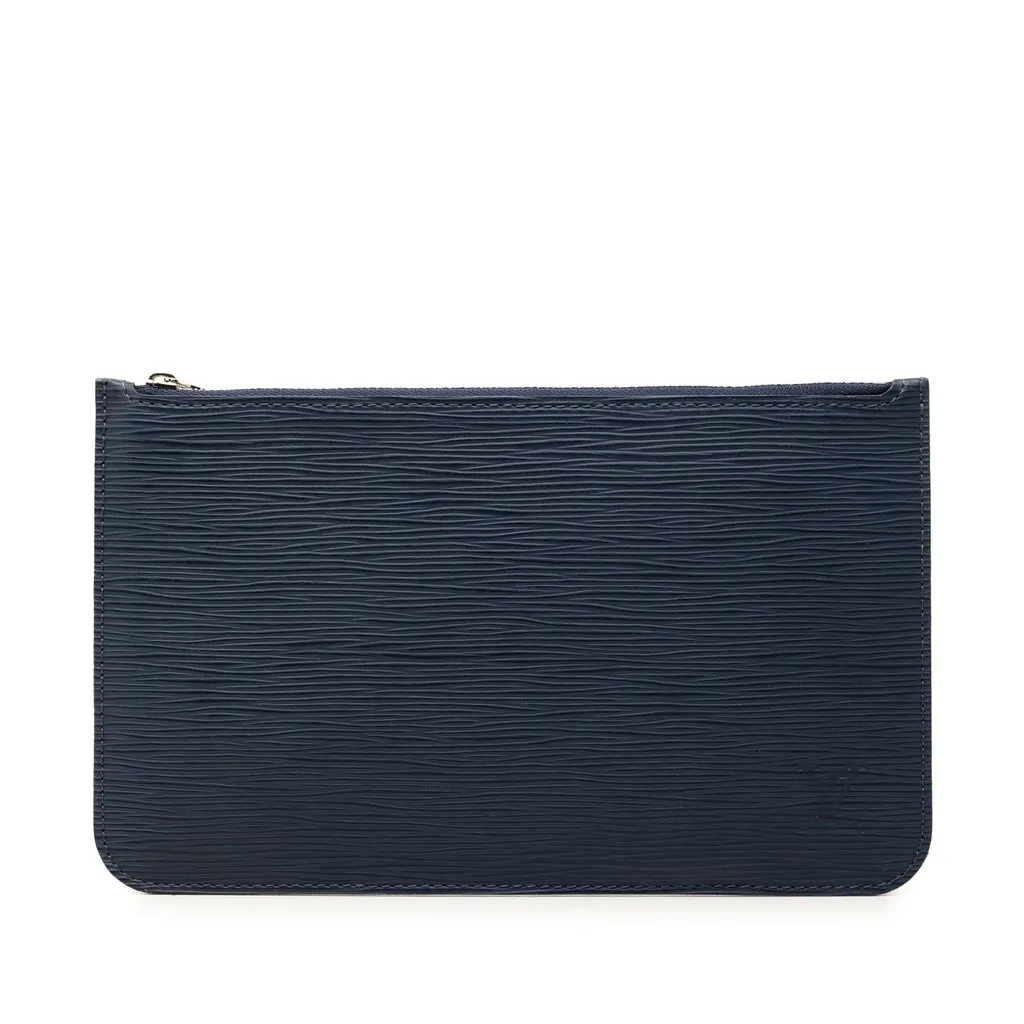Louis Vuitton Epi Neverfull Pouch Blue Leather Very good - Front View