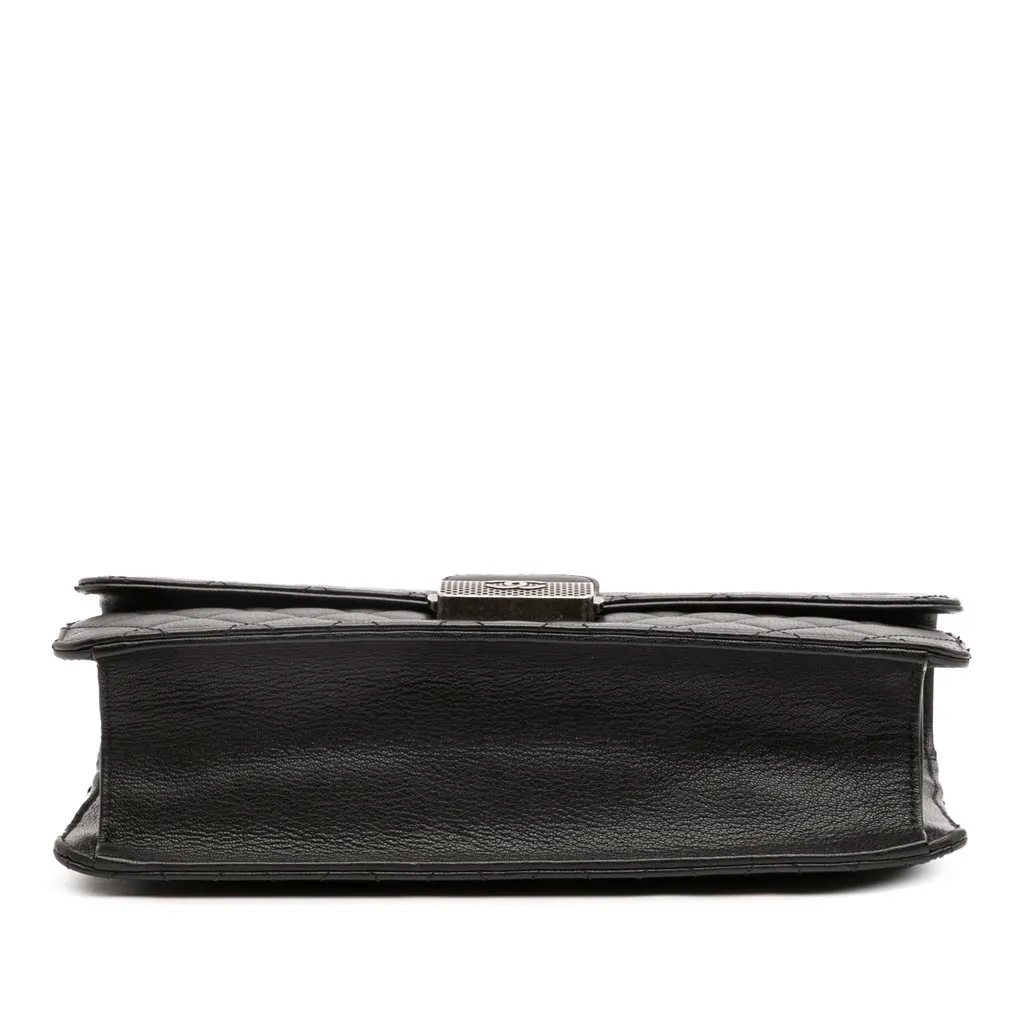 Chanel Medium Quilted Goatskin CC University Flap Black Leather Good - Inside View