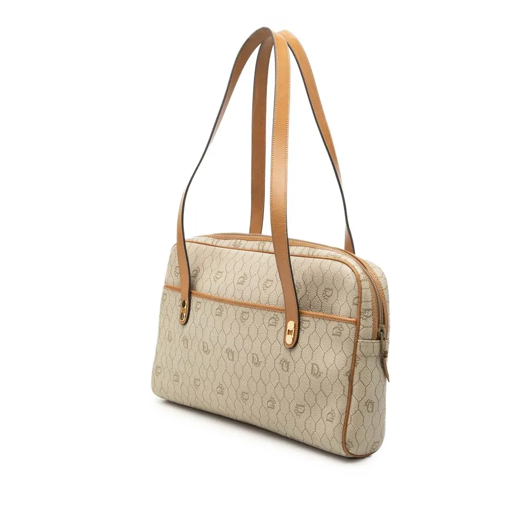Dior Honeycomb Coated Canvas Shoulder Bag Beige Very good - Back View