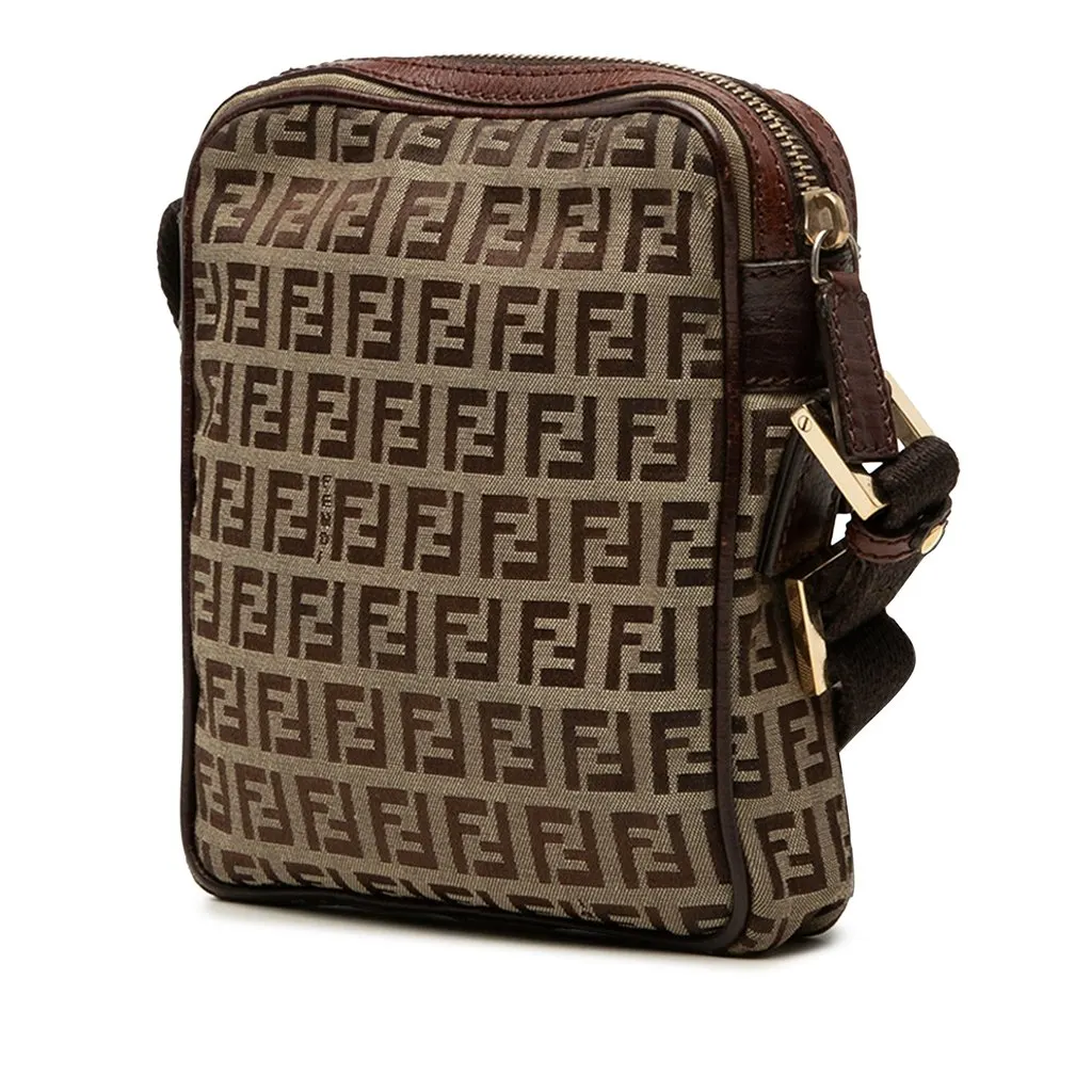 Fendi Zucchino Canvas Crossbody Beige Very good - Back View