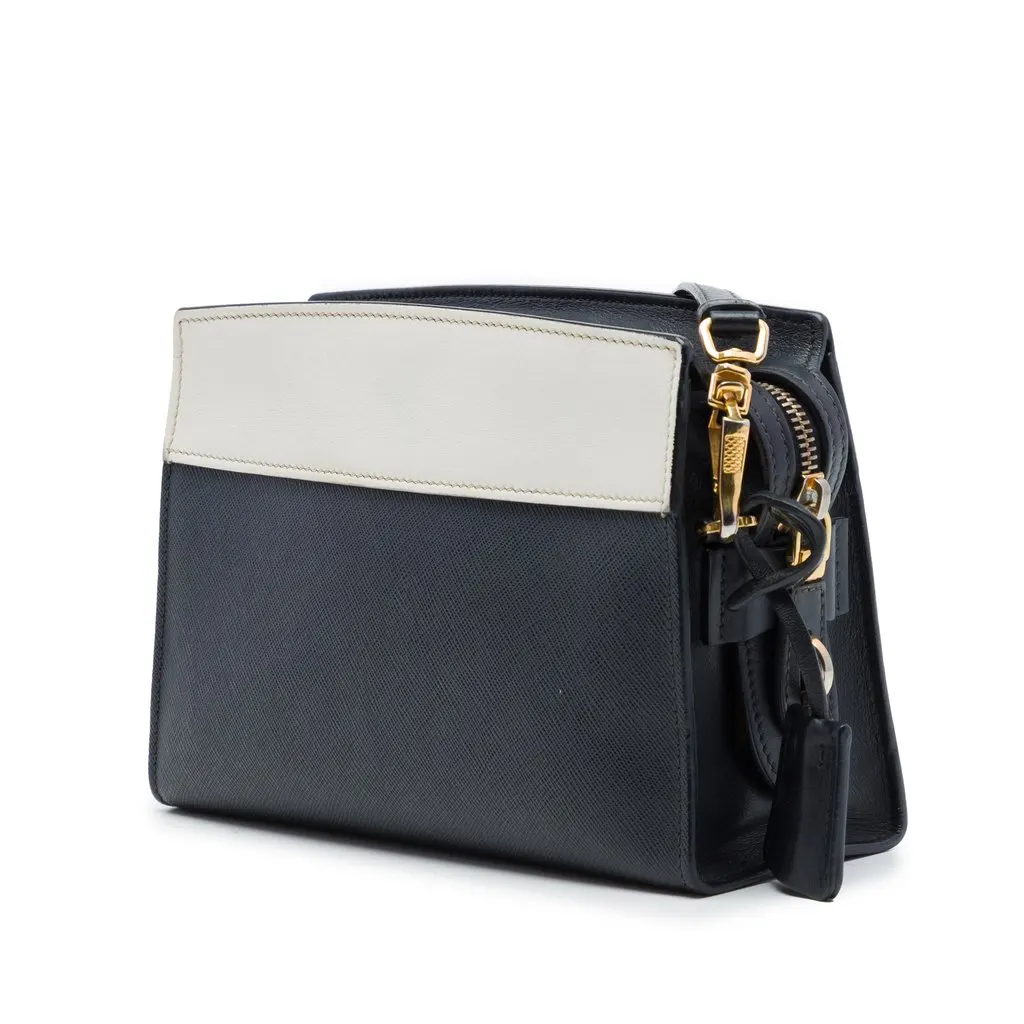 Prada Bicolor Saffiano and City Calf Esplanade Crossbody Black Leather Very good - Back View