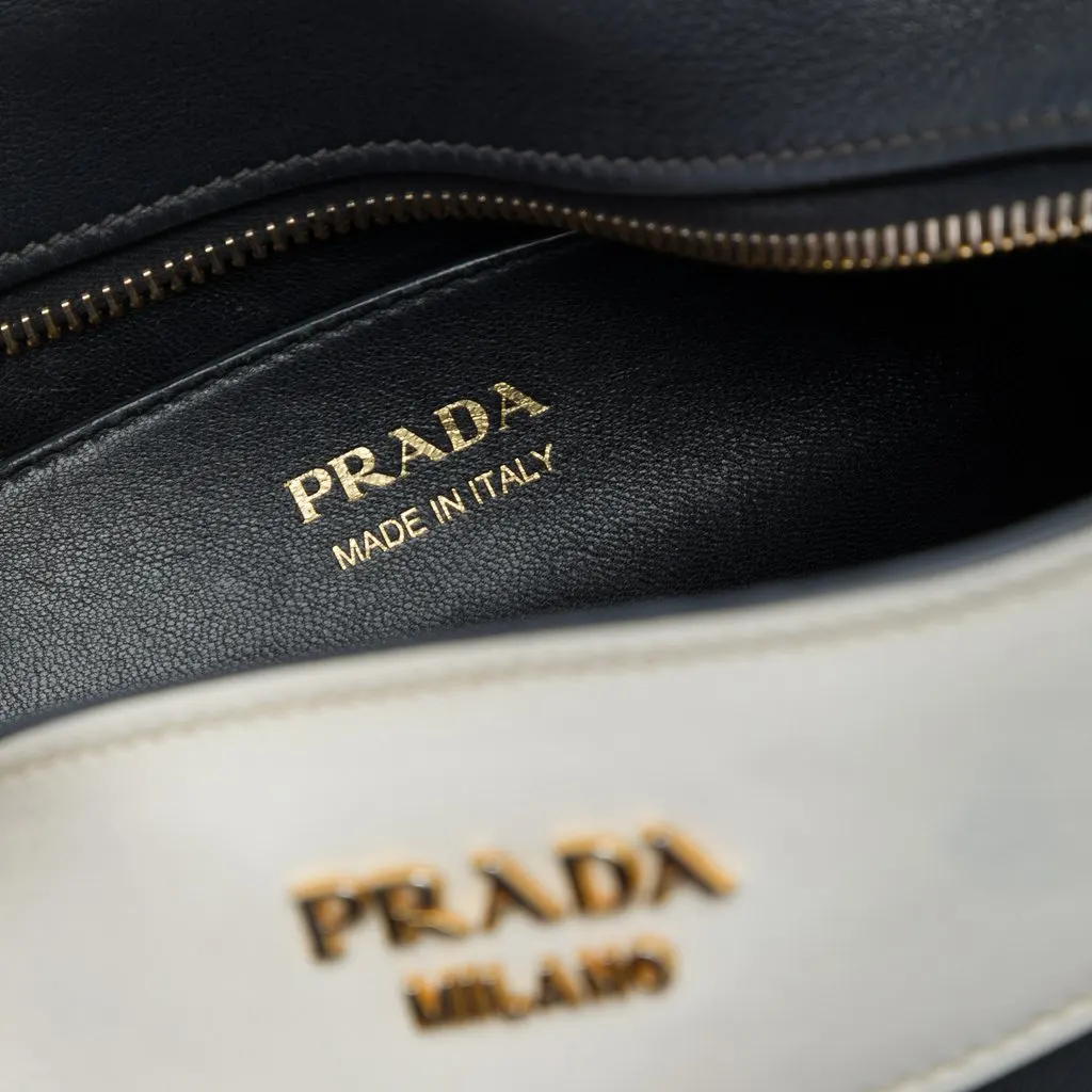 Prada Bicolor Saffiano and City Calf Esplanade Crossbody Black Leather Very good - Box View