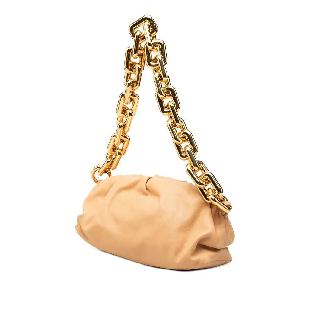 Bottega Veneta Lambskin Chain Pouch Beige Leather Good - Back View