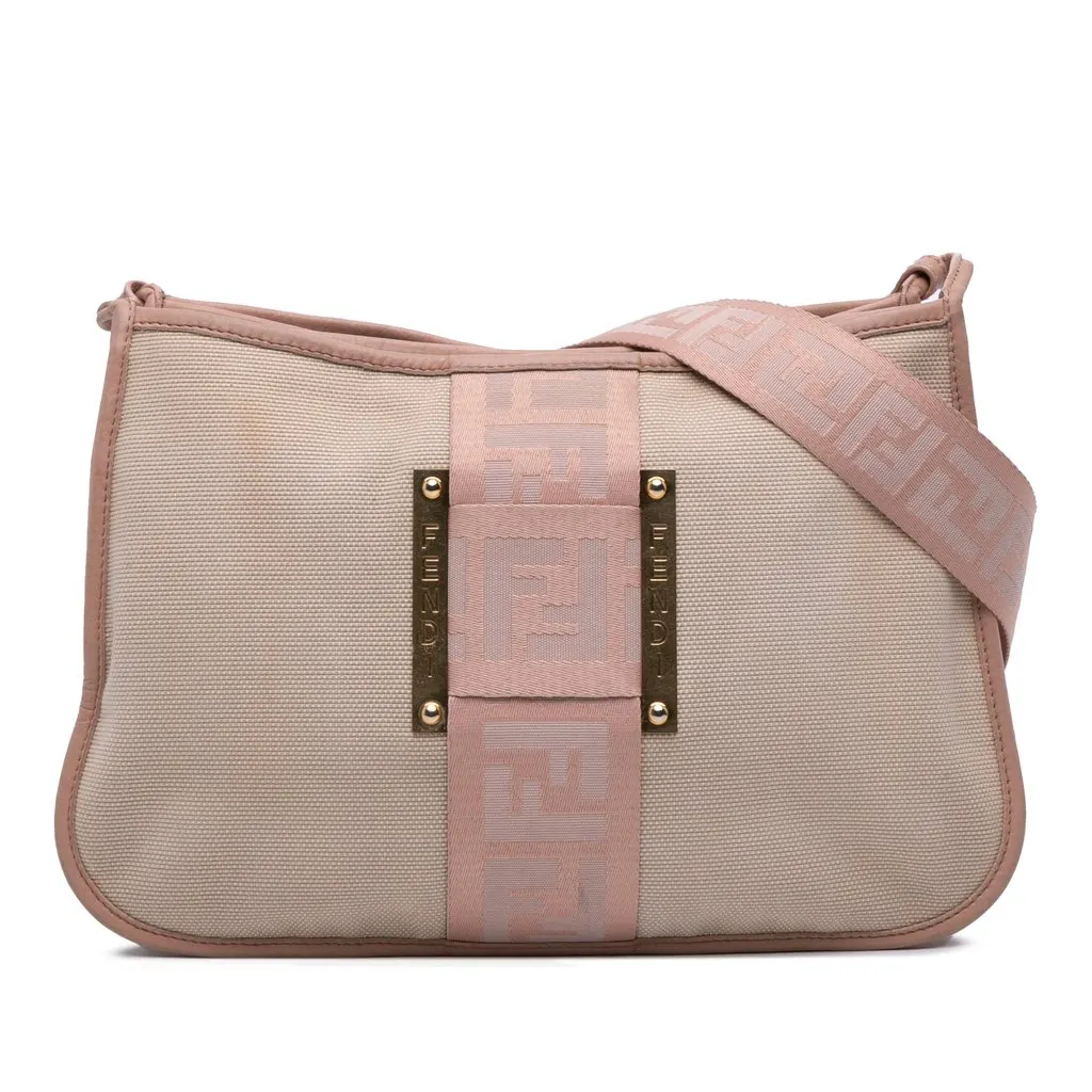 Fendi Canvas Zucca Crossbody Brown Good - Front View