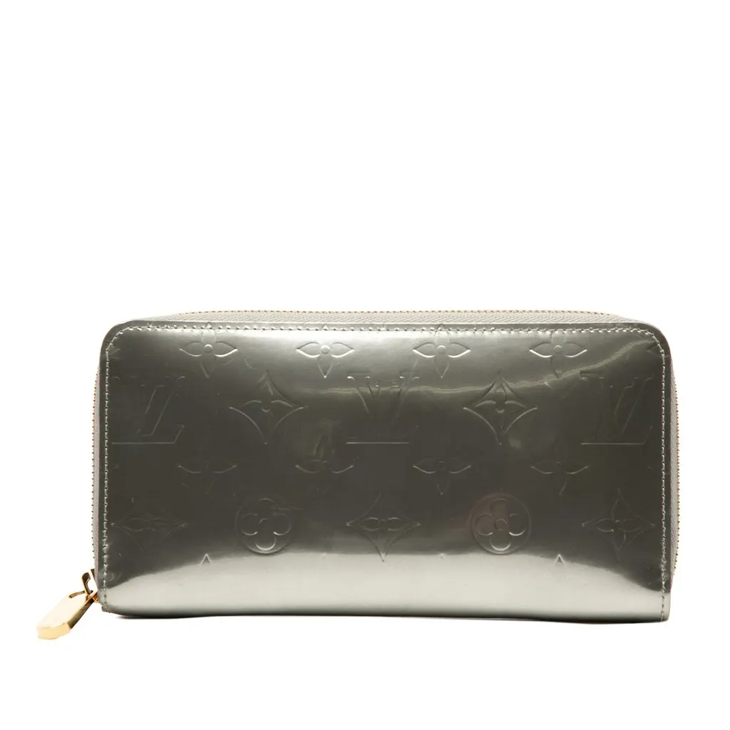 Louis Vuitton Monogram Vernis Zippy Long Wallet Silver Leather Very good - Front View