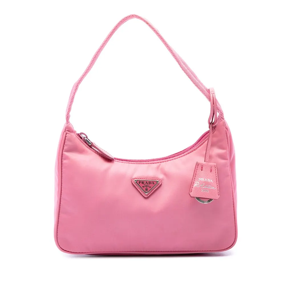 Prada Mini Tessuto Re Edition 2000 Shoulder Bag Pink Polyamide Very good - Front View