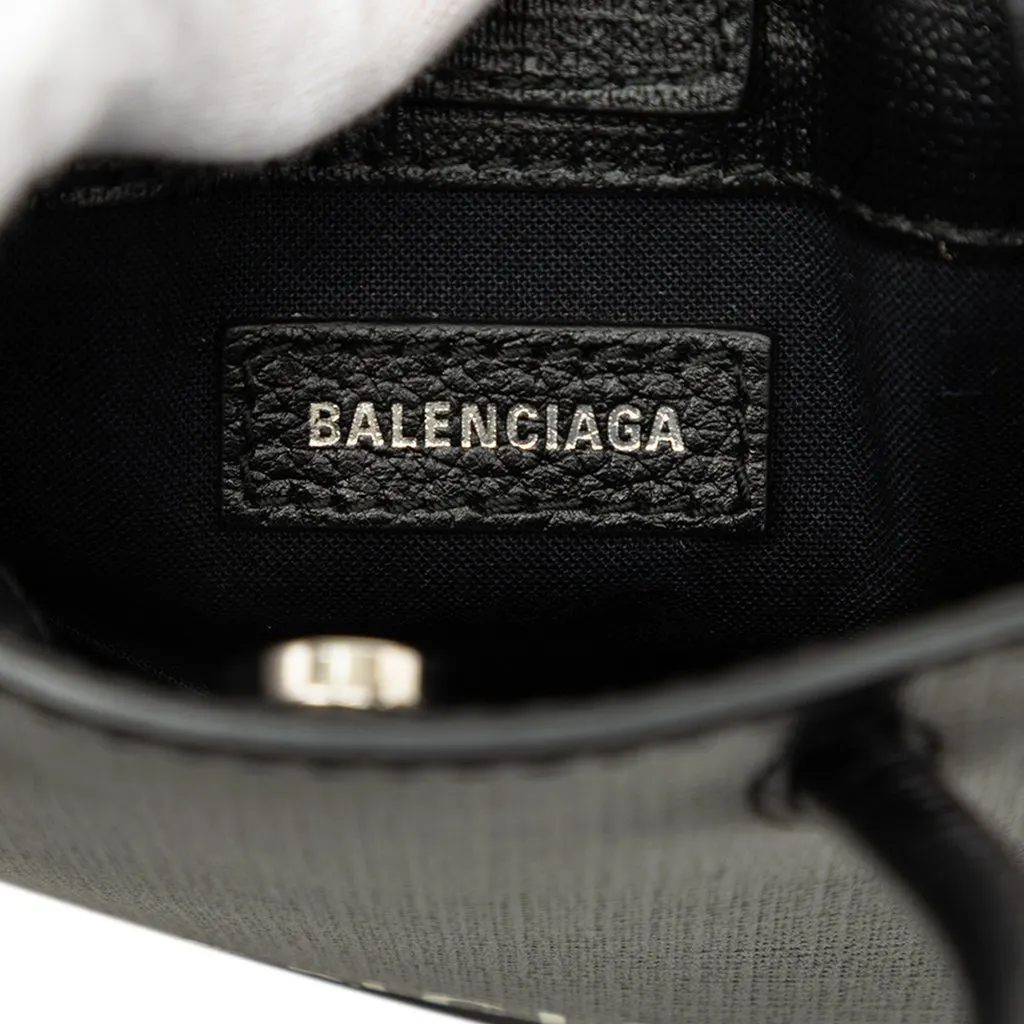 Balenciaga Mini Calfskin Logo Shopping Phone Holder Black Leather Very good - Box View