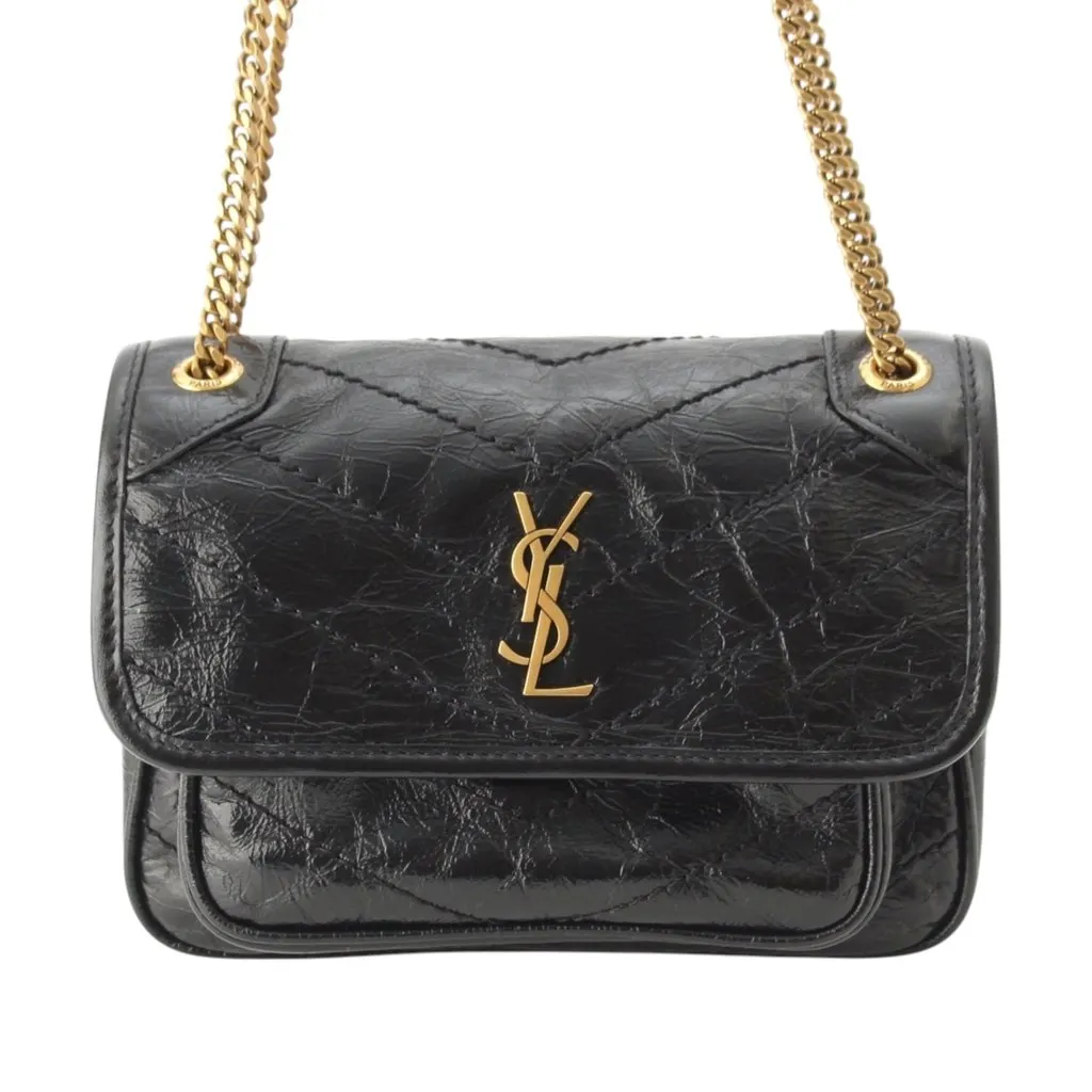 Saint Laurent Mini Crinkled Calfskin Niki