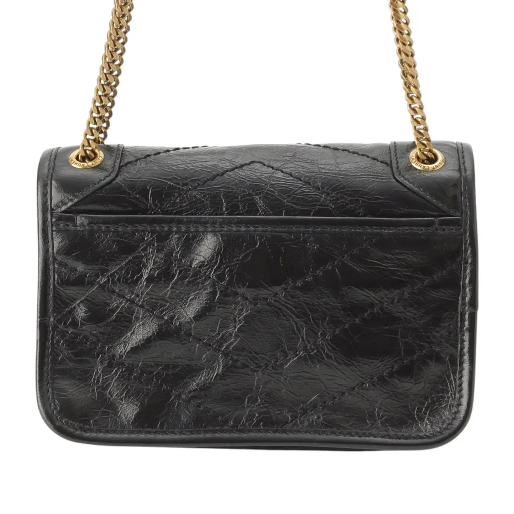 Saint Laurent Mini Crinkled Calfskin Niki Black Leather Very good - Model View