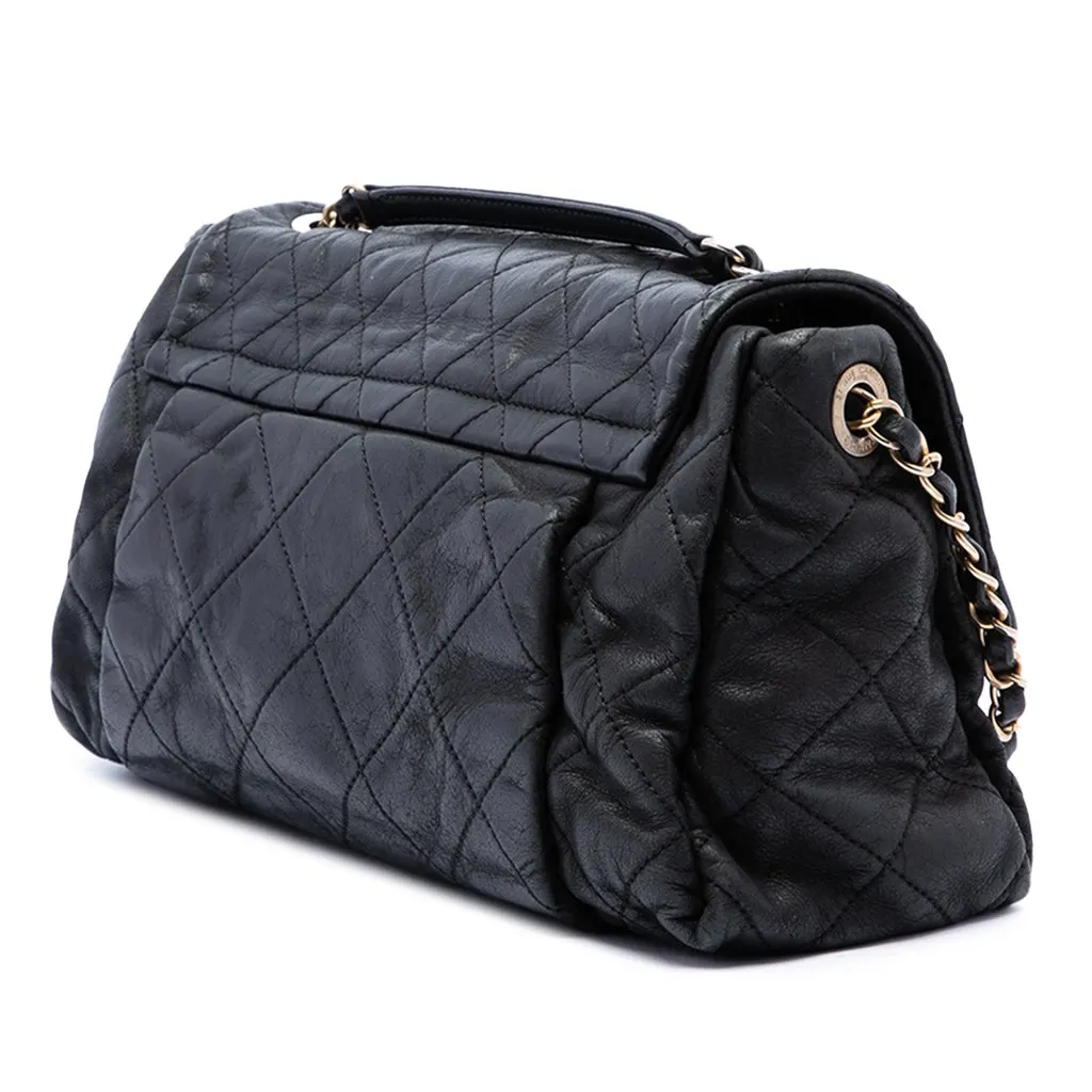 Chanel Large Quilted Iridescent Calfskin Chic Quilt Flap Black Leather Very good - Back View